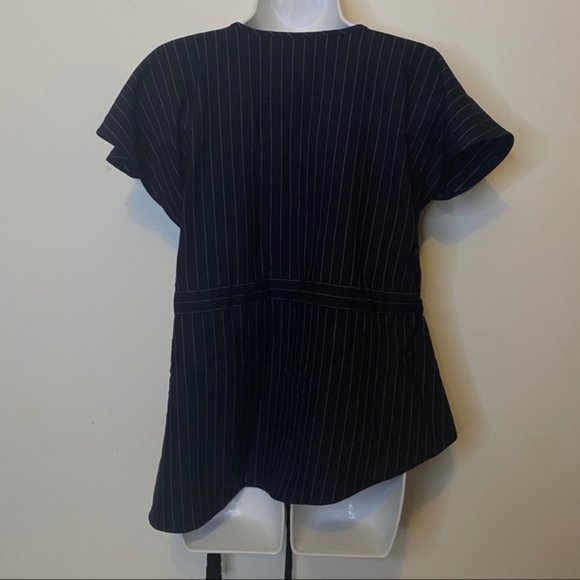 Marissa Webb Lorie Pinstripe Wool Wrap Blouse Size XS - Picture 6 of 16